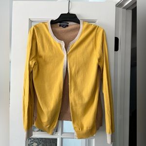 Lands End Cardigan, yellow and tan, size medium